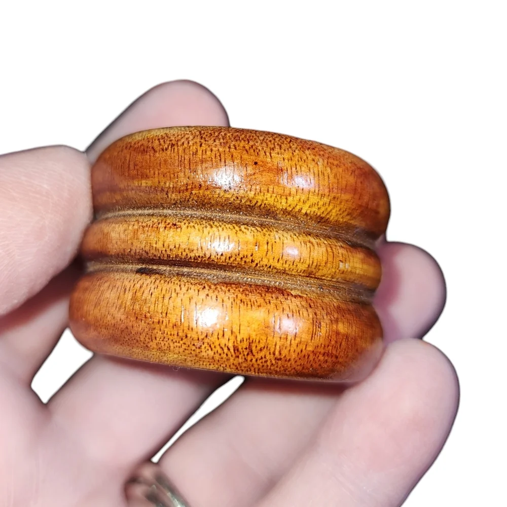 Vintage Taiwain #8 Mid Century Round Turned Wood Napkin Rings 1.75